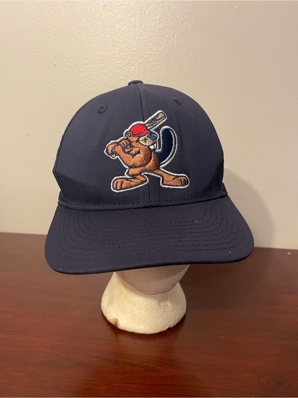 Navy Men's Baseball Cap with Monkey Batter Patch